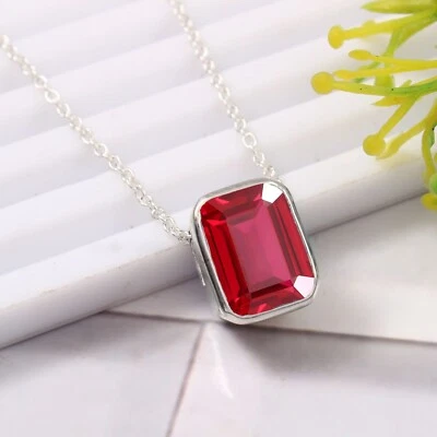 AAA+ Naturale Mozambico Rubino 925 Pendente Argento Anniversario Fidanzamento - Immagine 1 di 4
