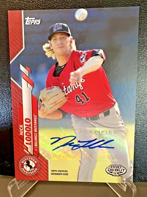 Nick Lodolo 2020 Topps Pro Debut Red Auto Autograph 04 OF 10 ROOKIE #PD-72 - Image 1 of 4