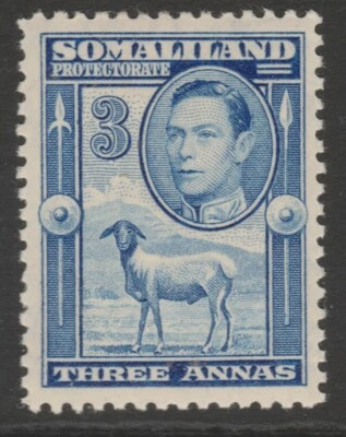British Somaliland MINT GVI 1938 3a bright blue sg96 - Image 1 of 2
