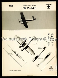 WWII Aircraft ID Poster, Blohm & Voss BV-141, Art Print on 11x14" 09209 - Picture 1 of 1