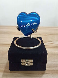 Lite Blue Heart Keepsake Urn Small Beautiful Urn for Ashes Urn w/Box & Stand
