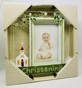Christening Painted Glass Frame - Photo Size 6 X 4 - Picture 1 of 5