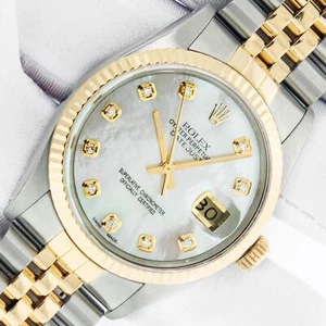Rolex DateJust 36 MOP Diamond Dial Steel and 18 karat Gold Fluted Bezel Watch - Picture 1 of 12