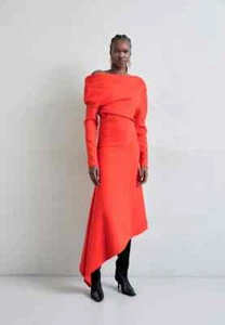 A.W.A.K.E. VESTIDO ASIMÉTRICO DE MODA CON HOMBROS DESCUBIERTOS - Vestido Jersey - ROJO 38 UK 10 - Imagen 1 de 8