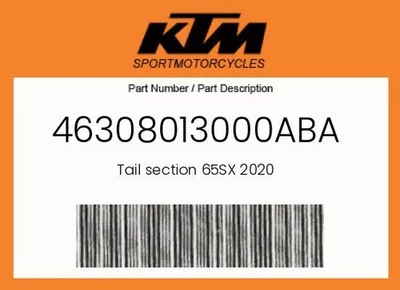 KTM Genuine Tail Section 65Sx 2020 - 46308013000Aba - Image 1 of 4