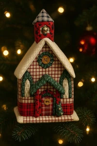 Tela Acolchada Navidad Iglesia Casa Pueblo con Caja - Tradiciones Navideñas - Imagen 1 de 9