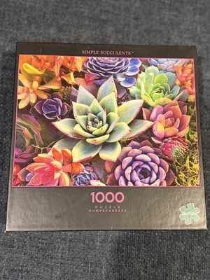 Buffalo Games, Jigsaw Puzzle, 1000 Piece Simple Succulents, New Sealed Box - Image 1 of 2