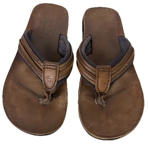 Vintage Abercrombie & Fitch braun Leder Elch Logo Flip Flop Herren 10-10,5 selten - Bild 1 von 8