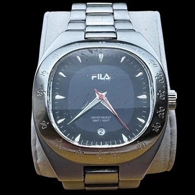 Vintage FILA Men's Stainless Steel Analog Watch 50M WR Date Quartz Japan New Bat - image 1 of 4