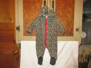 Tiny Tillia by Avon 0-3 Mos. Long Sleeve Footed & Hooded Leopard Fleece Jumpsuit - Picture 1 of 4