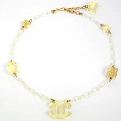 Ожерелье CHANEL Coco Mark прозрачная кубическая цепочка пластик смола - Изображение 1 из 4