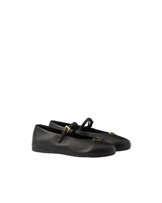 PRADA $1070 Black Nappa Leather Ballerinas New & Authentic - Image 1 of 4
