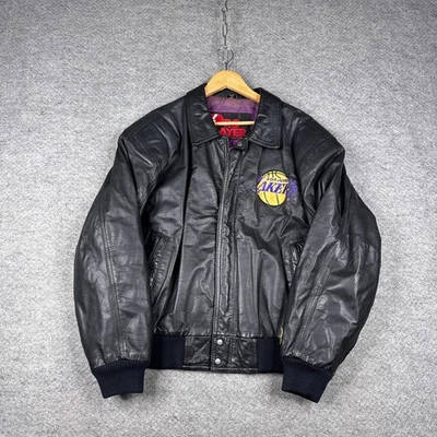Vintage Los Angeles Lakers Leather Jacket Mens Large L Black NBA Pro Player 90s - Image 1 of 4