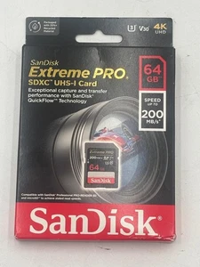 SanDisk 64GB Extreme PRO SDXC UHS-I Memory Card - C10, U3, V30, 4K UHD, SD Card - Picture 1 of 2