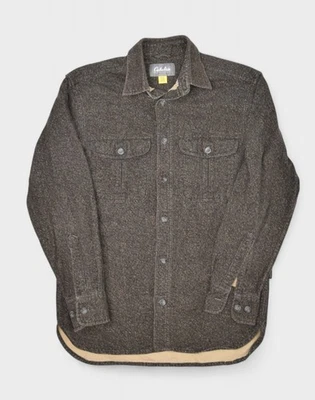 Camisa Cabelas Para Hombre Pequeña Franela Marrón Abotonada Manga Larga Sal Pimienta Exterior Foto 1 de 4