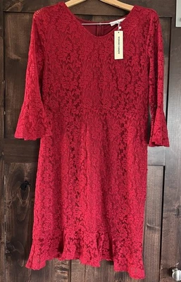 Vestido de Encaje Rojo Agnes Orinda Rojo 1X Hasta la Rodilla Elegante Elegante Forrado Vacaciones Nuevo con Etiquetas Foto 1 de 4