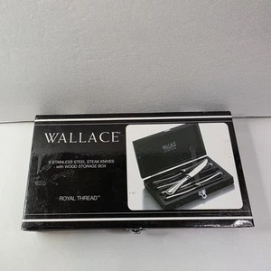 Wallace Royal Thread ●7●Edelstahl Steakmesser mit Holzbox, ZUSTAND PRÜFEN - Bild 1 von 9