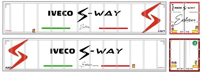 Grafica Iveco S Way adesiva trasparente per semirimorchi frigo Herpa 1/87. - Immagine 1 di 1