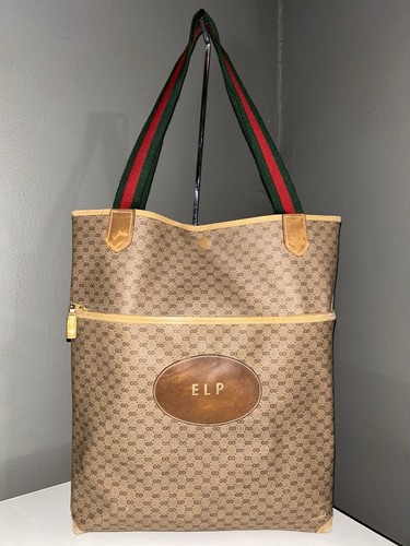 Borsa tote vintage Gucci anni 70 micro GG Web