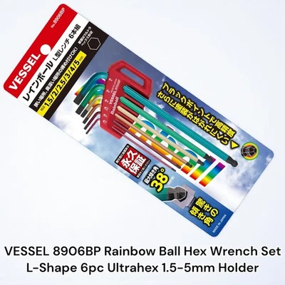VESSEL 8906BP Rainbow Ball Hex Wrench Set L-Shape 6pc Ultrahex 1.5-5mm Holder - Image 1 of 4