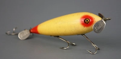 Antiguo/Vintage Señuelo Heddon Stanley Aleta, Madera con Ojos de Vidrio, Finales de 1920 Foto 1 de 4
