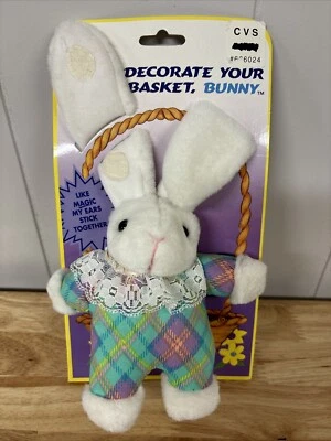 NEW Vintage Dan Dee Mini Bunny Rabbit Plush For Easter Baskets Hangs On NOS - Image 1 of 4