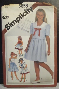 Vestido y chaqueta para niñas Simplicity Pattern 5858 talla 12 pecho corte 30" vintage - Imagen 1 de 9