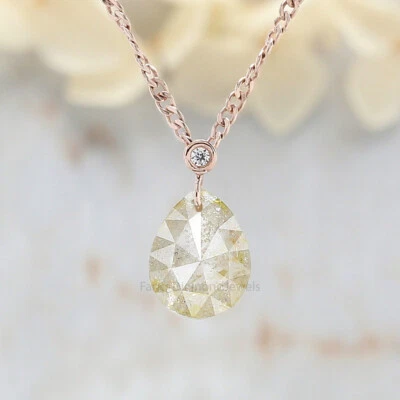 Colgante de compromiso de oro rosa de 14 quilates con forma de pera de 2,96 quilates Foto 1 de 4