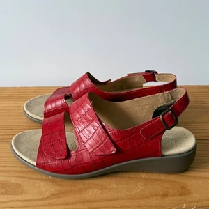 Hotter sandals size 5.5 EEE extra wide fit Easy II red crocodile sling back - Picture 1 of 8