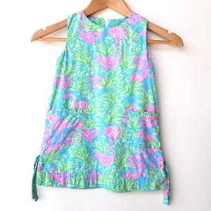 Lilly Pulitzer Girls Size 4 Shift Dress Sleeveless Lined Flamingo Print