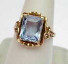 2.50Ct Emerald Cut Aquamarine Vintage Engagement Ring 14k Yellow Gold Finish