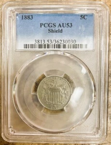 1883 Shield Nickel PCGS AU-53 - Picture 1 of 4