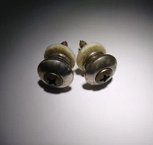 Relic'ed Guitar Strap Buttons and felts. Chrome. Mushroom. - Picture 1 of 3