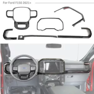 6x Biseles de embellecimiento de cubierta de tablero de consola central para Ford F150 21+ grano de madera negro - Imagen 1 de 12