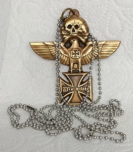 Ciondolo teschio aquila imperiale con croce di ferro - Wehrmacht - Foto 1 di 12