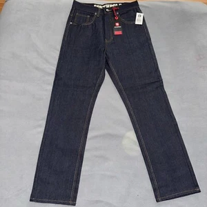 Vintage SouthPole Jeans Mens 32x32 Blue Y2k Dark Brown Tab Wide Baggy Grunge New - Picture 1 of 7