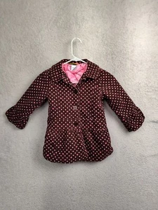 Penelope Mack Girls Coat 4 Brown Corduroy Long Sleeve Button Mid Leng Overcoat - Picture 1 of 18