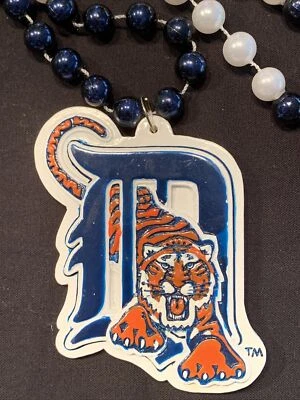 Detroit Tigers Mardi Gras Bead Necklace 2006 Lucite Resin MLB 36” Length - Image 1 of 4