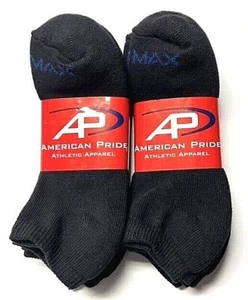 6 Pair Solid Black Cushioned Work /Sport Low Cut Sock Size 9-11,USA. - Picture 1 of 4