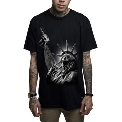 Camiseta Mafioso Stick Up Negra Para Hombre Pistolas Niñas Munición Tatuaje Ropa Foto 1 de 3