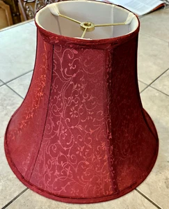 Burgundy/Wine Brocade Fabric Bell Lampshade w/Spider Fitting 14"Dia x 10"T - Picture 1 of 4