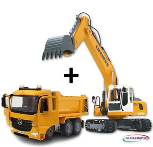 Liebherr RC Schaufel Bagger Spielzeug 2,4Ghz 1:20 + RC LKW Mercedes Arocs 1:26 - Bild 1 von 10