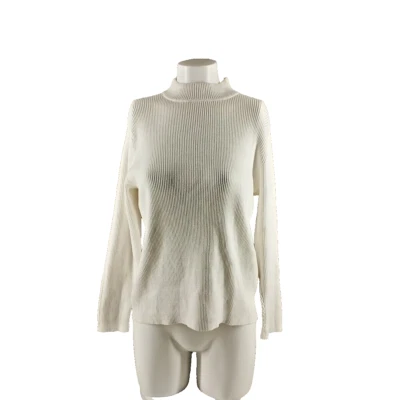 NWT KAREN SCOTT Mock Neck Ribbed Sweater Petite XL White 100% Cotton Pullover - Image 1 of 4