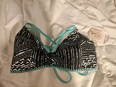 Juniors So Baithing Suit Size Xl Black White And Teal - Image 1 of 2
