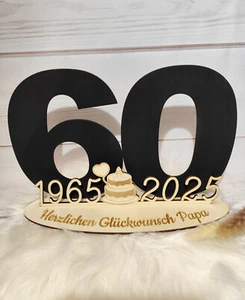 Geschenk 60.Geburtstag aus Holz, Personalisiert, Gästebuch, Tischdeko - Bild 1 von 8