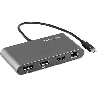 StarTech TB3DKM2DPL Thunderbolt-3 Dual Monitor DisplayPort DP RJ45 Concentrador de acoplamiento Foto 1 de 4