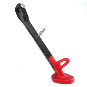 CNC Aluminum Motorcycle Leg Prop Kickstand Single Side Stand Black/Red Accessory - Picture 1 of 12