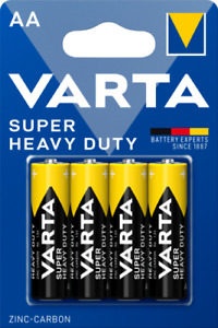 4 VARTA SUPER HEAVY DUTY AA 1.5V MN1500 LR6 15A U12 Zinc Carbon Batteries NEW