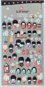Suatelier Japanese doll  sticker, Japan style, travel, planner, journal - Picture 1 of 1