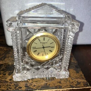Vintage WATERFORD CRYSTAL IRELAND Small Clock Desk Mantle Acropolis Pattern - Picture 1 of 2
